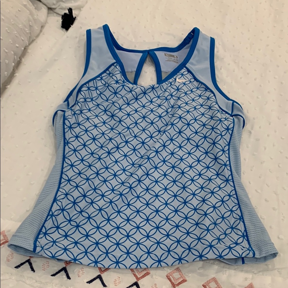 Nike Blue and White Fitted Run Tank Top